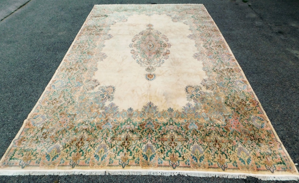 Appraisal: LG MIDDLE EASTERN BOTANICAL RUG Middle East th CenturyGreen pink