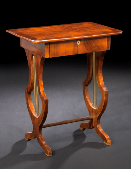 Appraisal: Biedermeier Mahogany Work Table first quarter th century the projecting