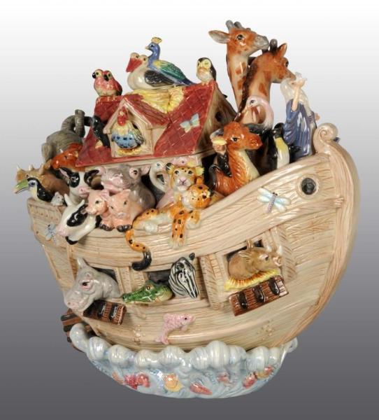 Appraisal: Noah's Ark Cookie Jar Description Glazed pottery Contemporary Manufactured by