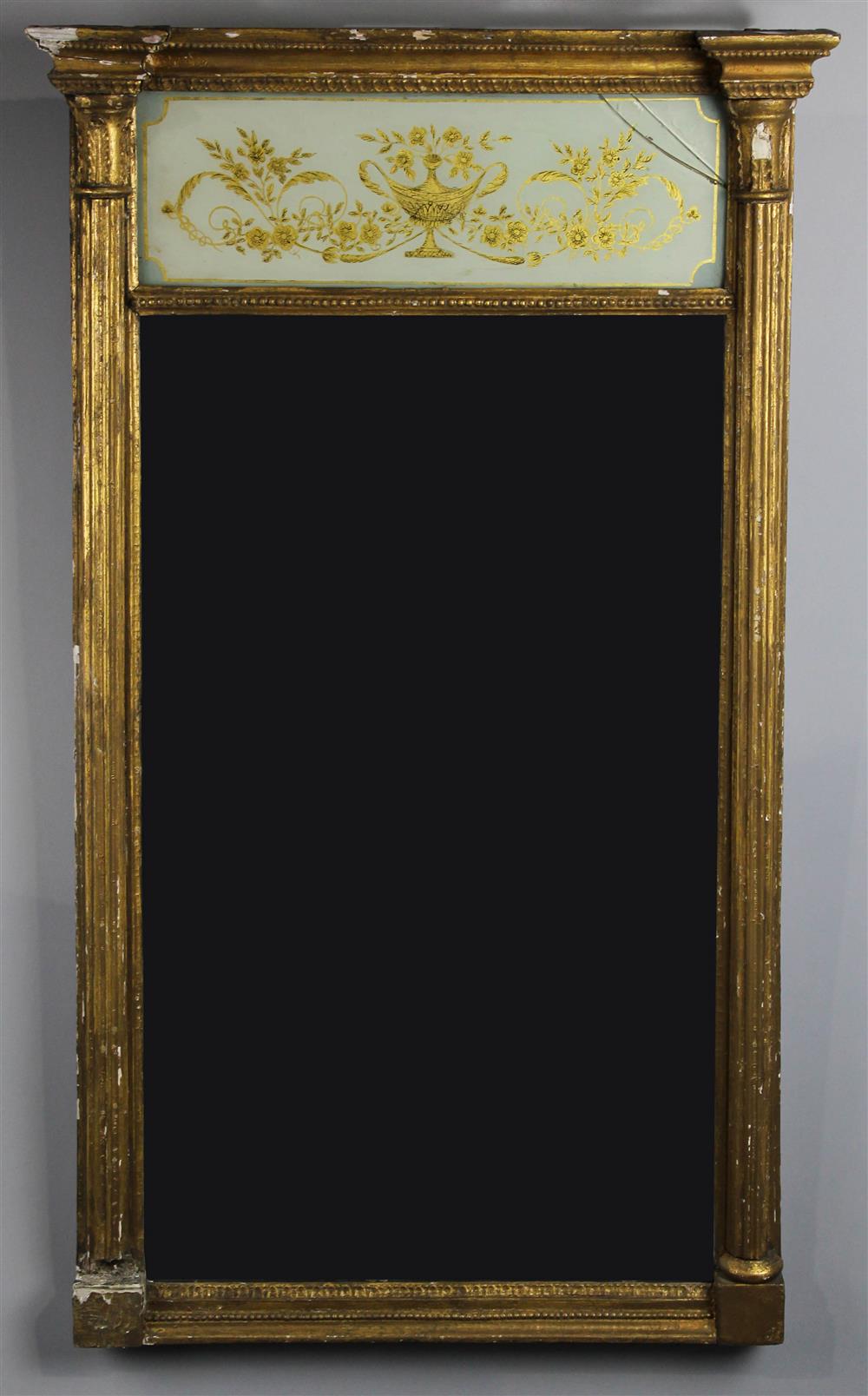 Appraisal: FEDERAL GILTWOOD PIER MIRROR WITH EGLOMISE PANEL early th Century