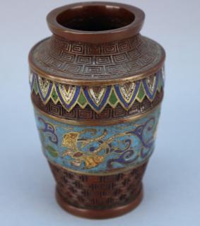 Appraisal: Bronze Antique Chinese Cloisonne Vase Bronze Antique Chinese Cloisonne Vase