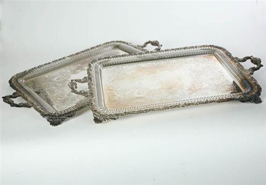 Appraisal: TWO MATCHING SILVER PLATED TRAYS Manufactured by Wilcox Footed double