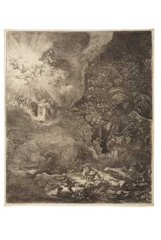 Appraisal: REMBRANDT VAN RIJN The Angel Appearing to the Shepherds Etching