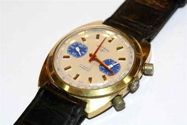 Appraisal: A GENTLEMANS ROTARY CHRONOGRAPH WRIST WATCH with a white enamelled