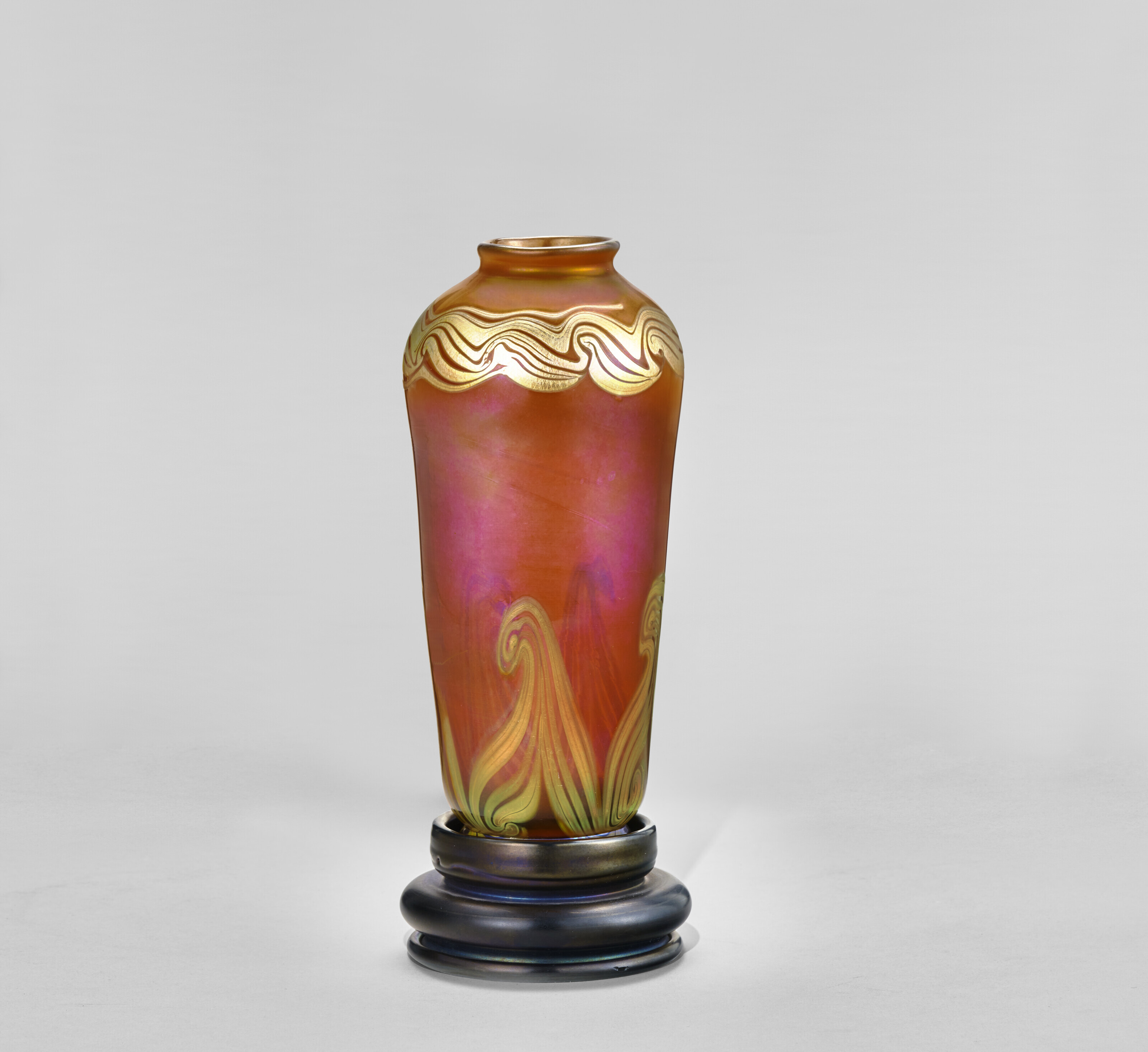 Appraisal: TIFFANY STUDIOS Vase circa with Favrile glass base Favrile glass