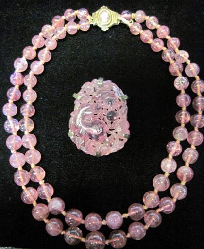 Appraisal: Rose quartz graduated bead necklace th century