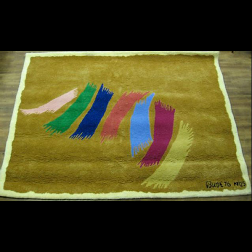 Appraisal: ABSTRACT JACK HAMILTON BUSH - CANADIAN GLUED BACK RUG SIGNED