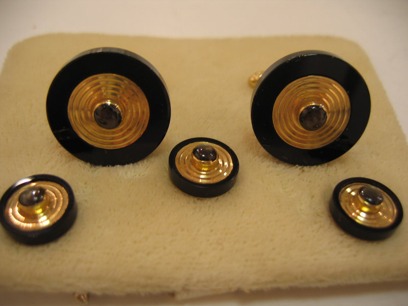 Appraisal: CUFFLINK AND STUD SET Onyx and k yellow gold set