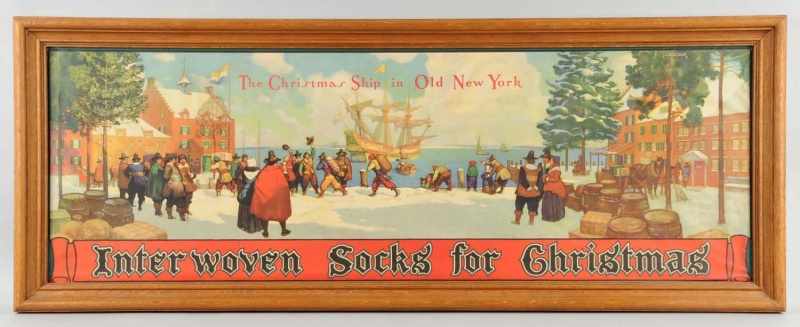 Appraisal: The Christmas Shop in Old New York Banner Description Interwoven