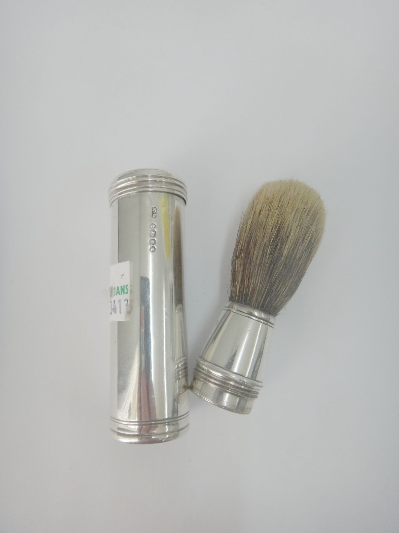 Appraisal: A Victorian silver mounted and cylindrical cased shaving brush London