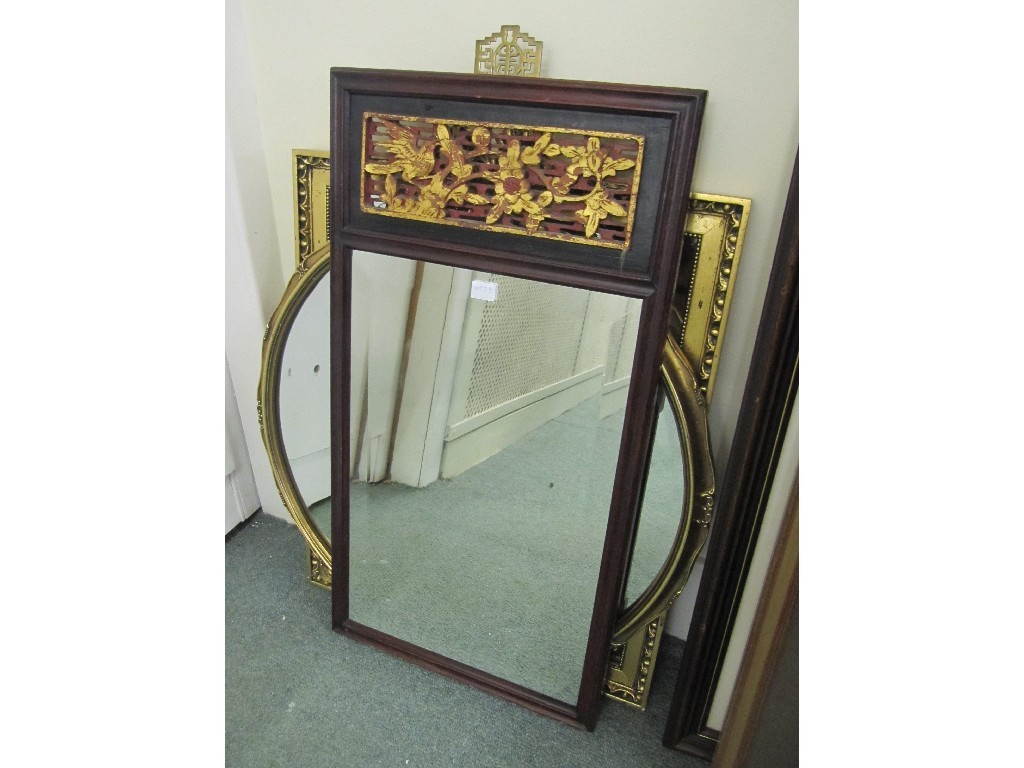 Appraisal: Chinese decorated wall mirror and two gilt framed wall mirrors