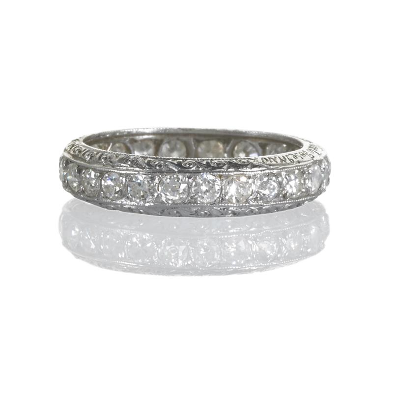 Appraisal: ART DECO DIAMOND PLATINUM ETERNITY BAND Condition Report