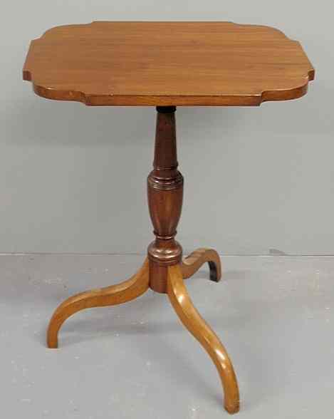 Appraisal: New England cherry candlestand c with a shaped top and