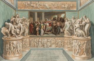 Appraisal: A LARGE TH C ITALIAN SCHOOL GOUACHE PAINTING AFTER JOHANN