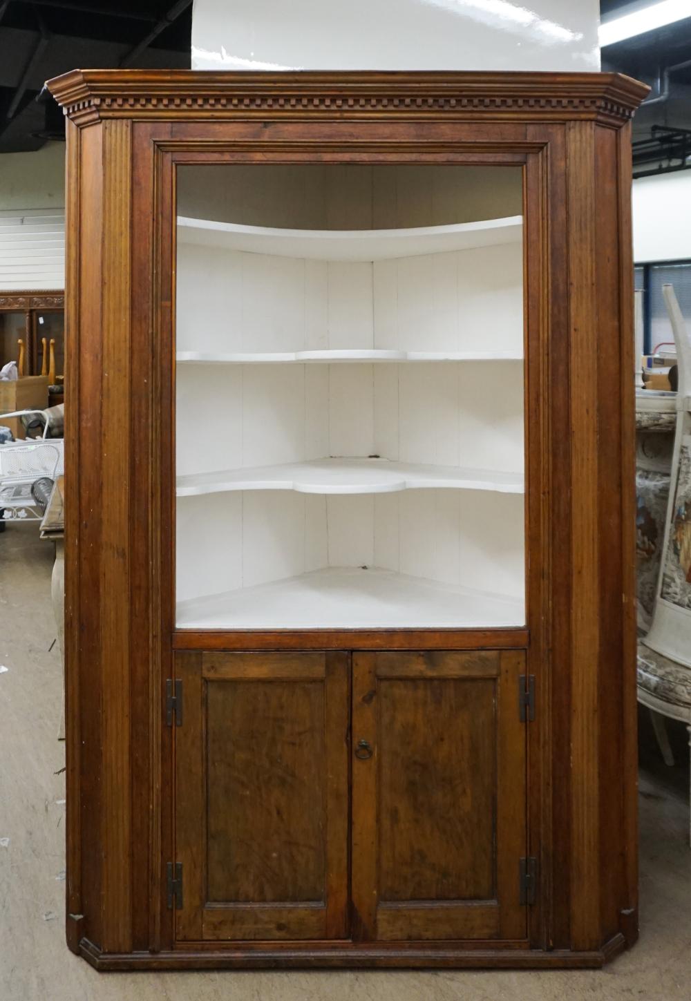 Appraisal: Chippendale Style Walnut Corner Cupboard th Century x x in