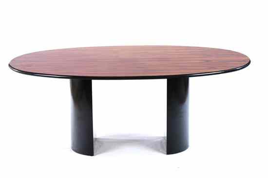 Appraisal: CONTEMPORARY ROSEWOOD DINING TABLE th century Ebonized bull-nose edge double