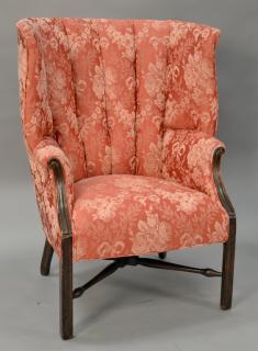 Appraisal: Mahogany upholstered barrel back chair Mahogany upholstered barrel back chair