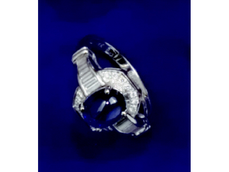 Appraisal: SAPPHIRE AND DIAMOND RING k white gold lady's ring set