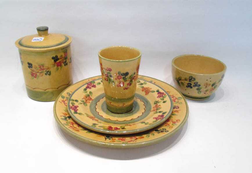 Appraisal: FIFTY-FIVE FRENCH TERRE E PROVENCE POTTERY TABLEWARE including dinner plates