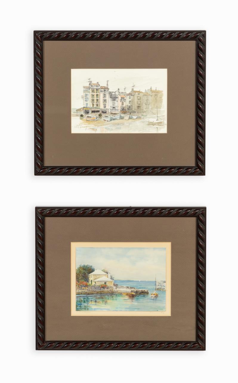 Appraisal: TWO COASTAL WATERCOLORS BY LAESSIG TUCKER Two costal watercolors on