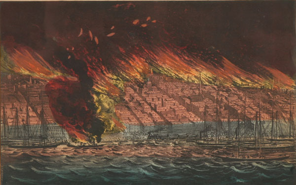 Appraisal: Currier Ives color print The Burning of Chicago x