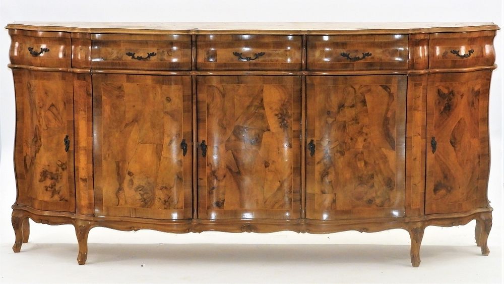 Appraisal: Dutch Bombay Burl Veneer Inlaid Sideboard Server Netherlands Early th