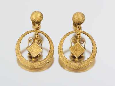 Appraisal: A Pair of Antique Style Gold Earring k yellow gold