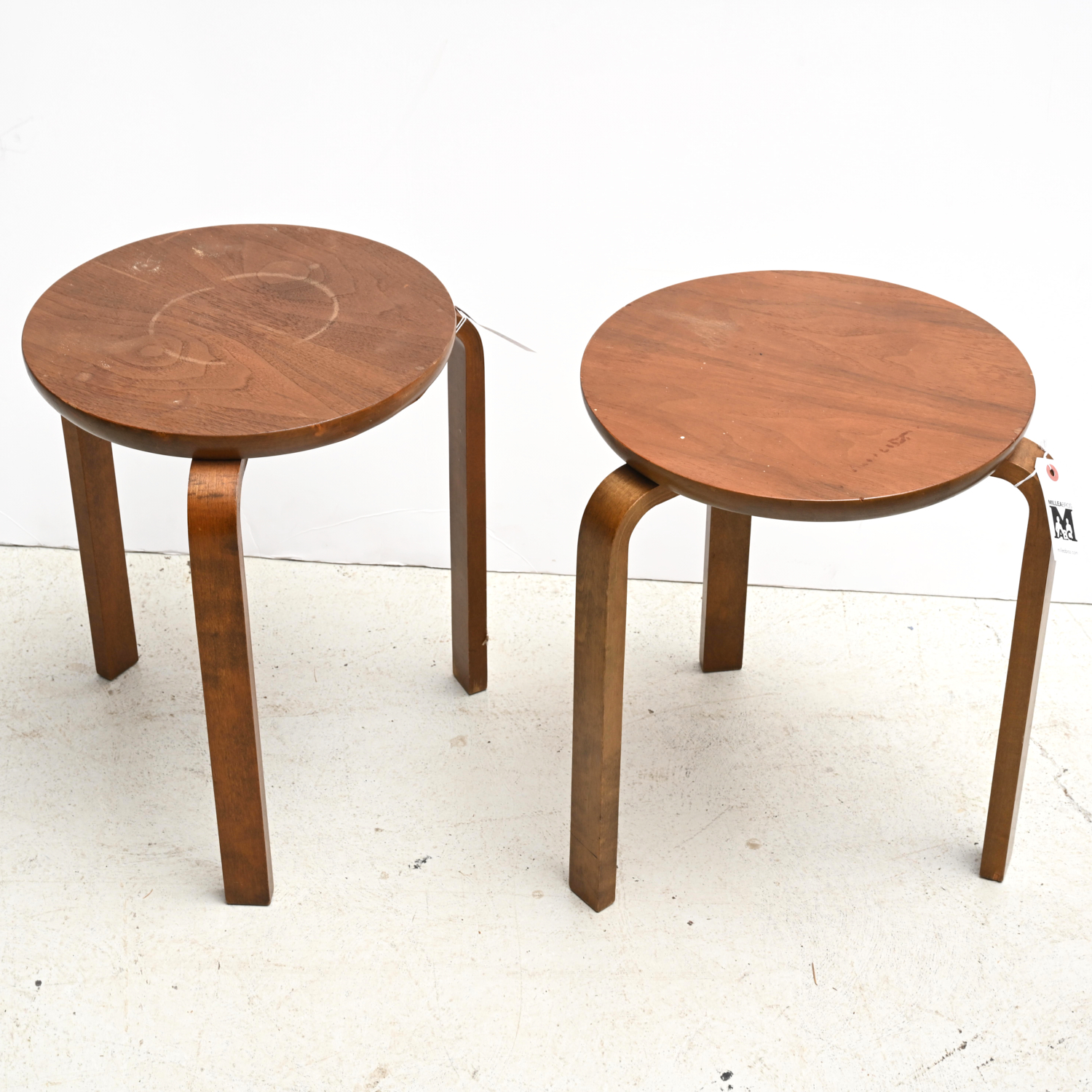 Appraisal: PAIR ALVAR AALTO STYLE BENTWOOD STOOLS Mid th c stamped