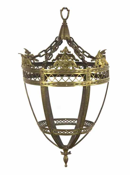 Appraisal: A Neoclassical Gilt Metal Lantern of inverted bell form centered