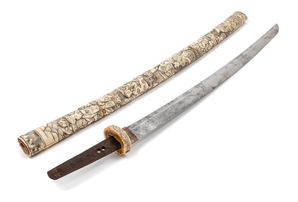 Appraisal: A Japanese Katana A Japanese Katana inscribed Yamano-Kanjurou-Hisahide Kaou Futatsudo-Kiriotosu