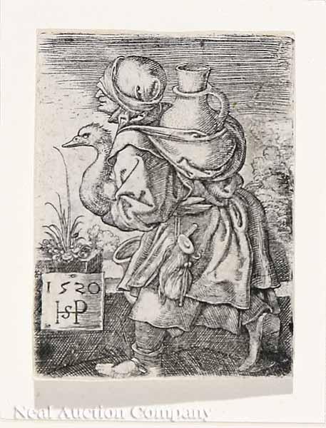 Appraisal: Hans Sebald Beham German - Peasant Woman Going to Market