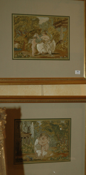 Appraisal: A FINE PAIR OF TH CENTURY FRENCH NEEDLEWORK LANDSCAPE PANELS