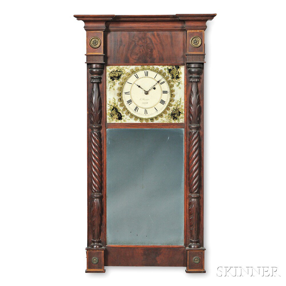 Appraisal: Edmund Currier Looking Glass Wall Clock Salem Massachusetts - the