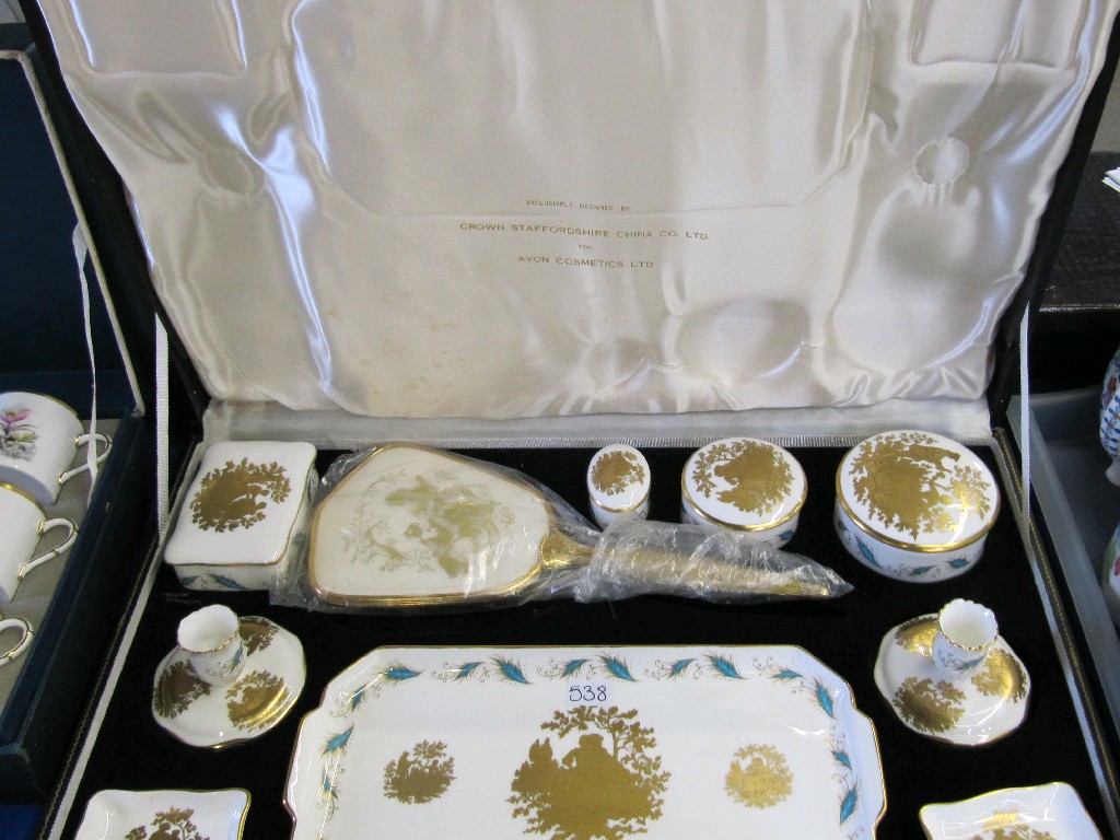 Appraisal: Cased Crown Staffordshire dressing table set