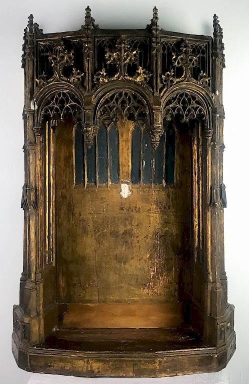 Appraisal: th C German School Carved Wood Gothic Baldachin Gothic Baldachin