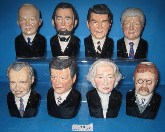 Appraisal: Set of Bairstow Manor USA Presidents small Character Jugs to