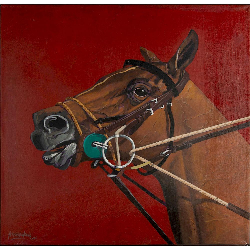 Appraisal: JOSE MARIO ANSALONE PAINTING HORSE Acrylic on canvas signed and