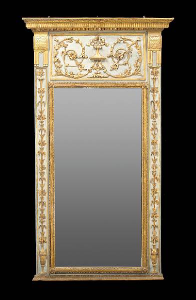 Appraisal: A Louis XVI parcel gilt and polychrome decorated pier mirror