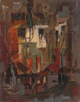 Appraisal: David Curtis Baker American - Abstract Buildings Oil on Grumbacher