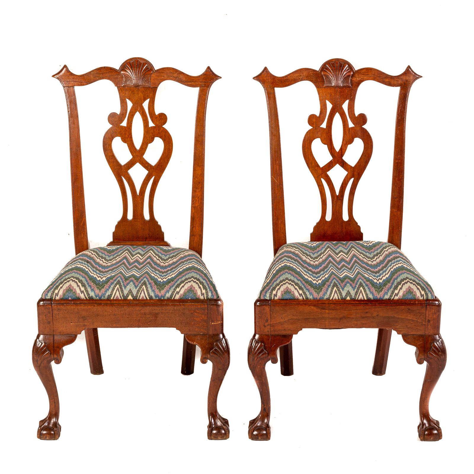 Appraisal: A PAIR OF AMERICAN CHIPPENDALE WALNUT SIDE CHAIRS Philadelphia Pennsylvania