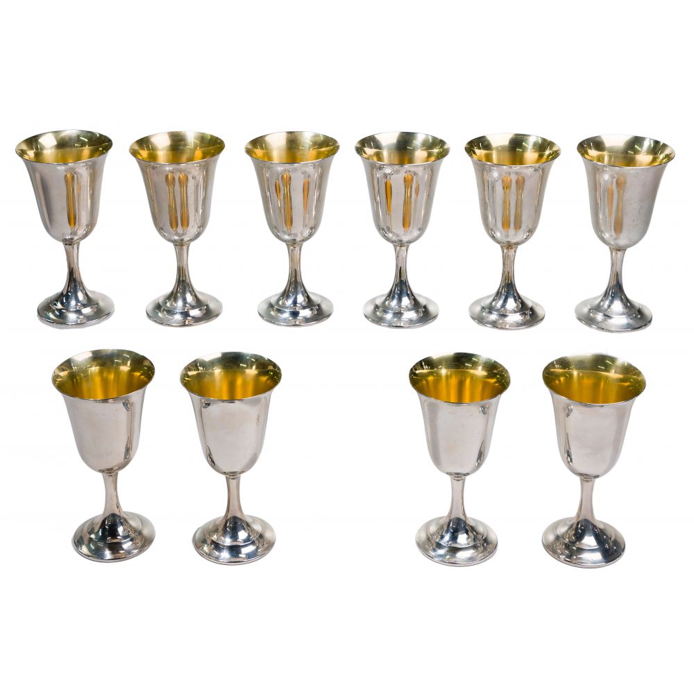 Appraisal: INTERNATIONAL LORD SAYBROOK STERLING SILVER GOBLETS water goblets having gilding