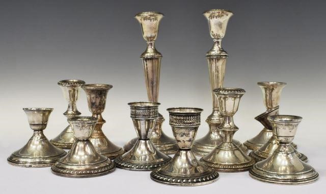 Appraisal: lot of Weighted sterling silver candlesticks makers include Gorham Poole