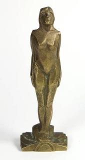 Appraisal: Abstract Art Deco nude executed in gilt bronze depicting a