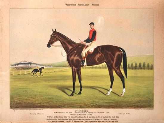 Appraisal: COLOUR LITHOGRAPH OF 'DUNLOP' MELBOURNE CUP WINNER BY FRED WOODHOUSE