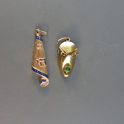 Appraisal: Gold Charms k shoe with overall and k Jewish enameled