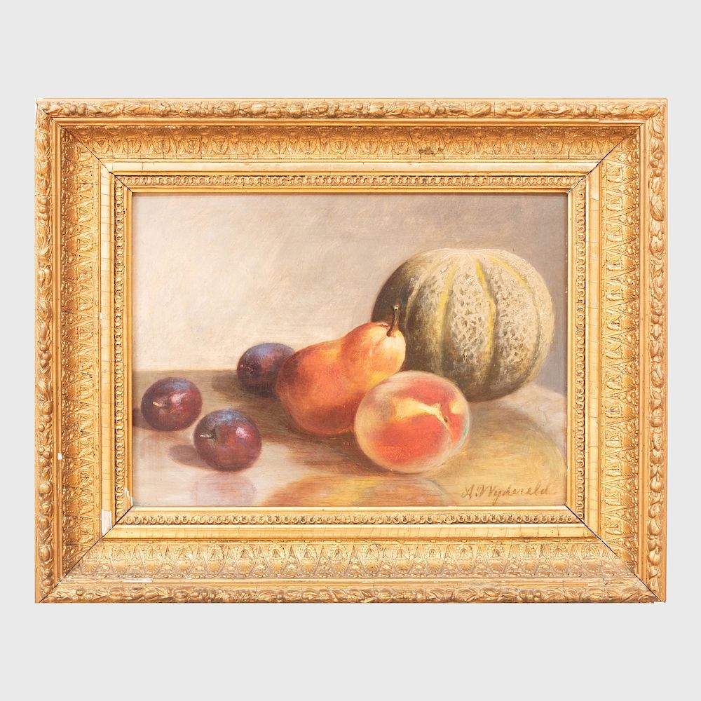 Appraisal: Arnoud Wydeveld - Still Life with Melon Peaches and Plums