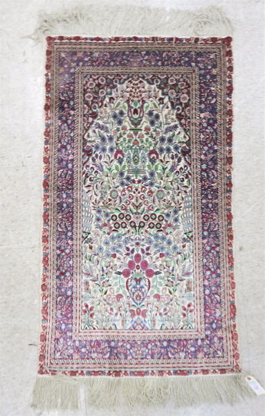 Appraisal: TURKISH SILK KAYSERI PRAYER RUG Kayseri Province Central Anatolia hand