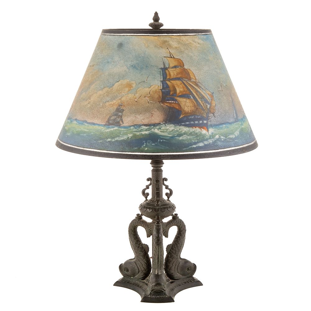 Appraisal: A Pairpoint Nautical Lamp Circa - patinated metal base with