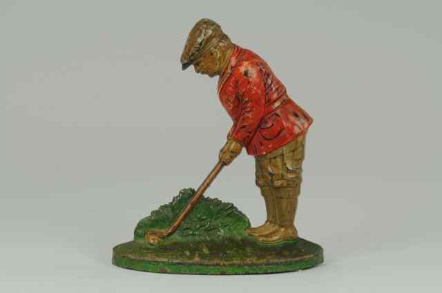 Appraisal: PUTTING GOLFER DOORSTOP Hubley depicts golfer dressed in early attire