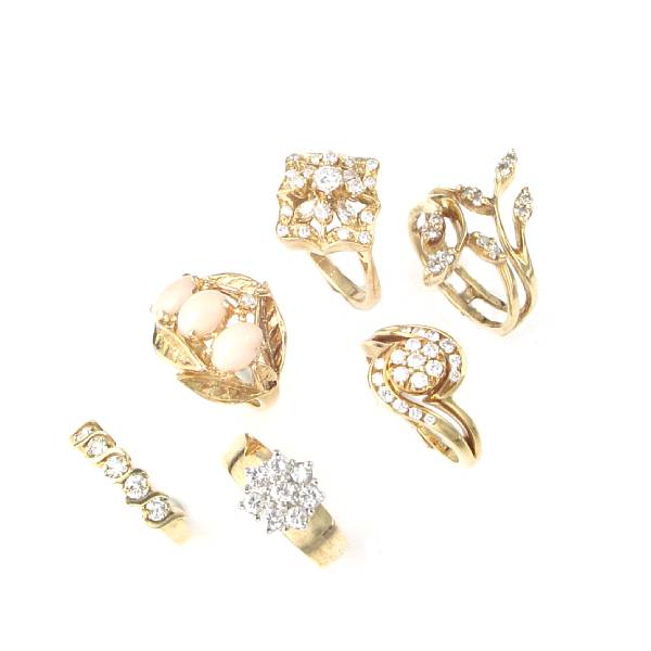 Appraisal: A collection of diamond gem-set and gold rings twenty-seven rings